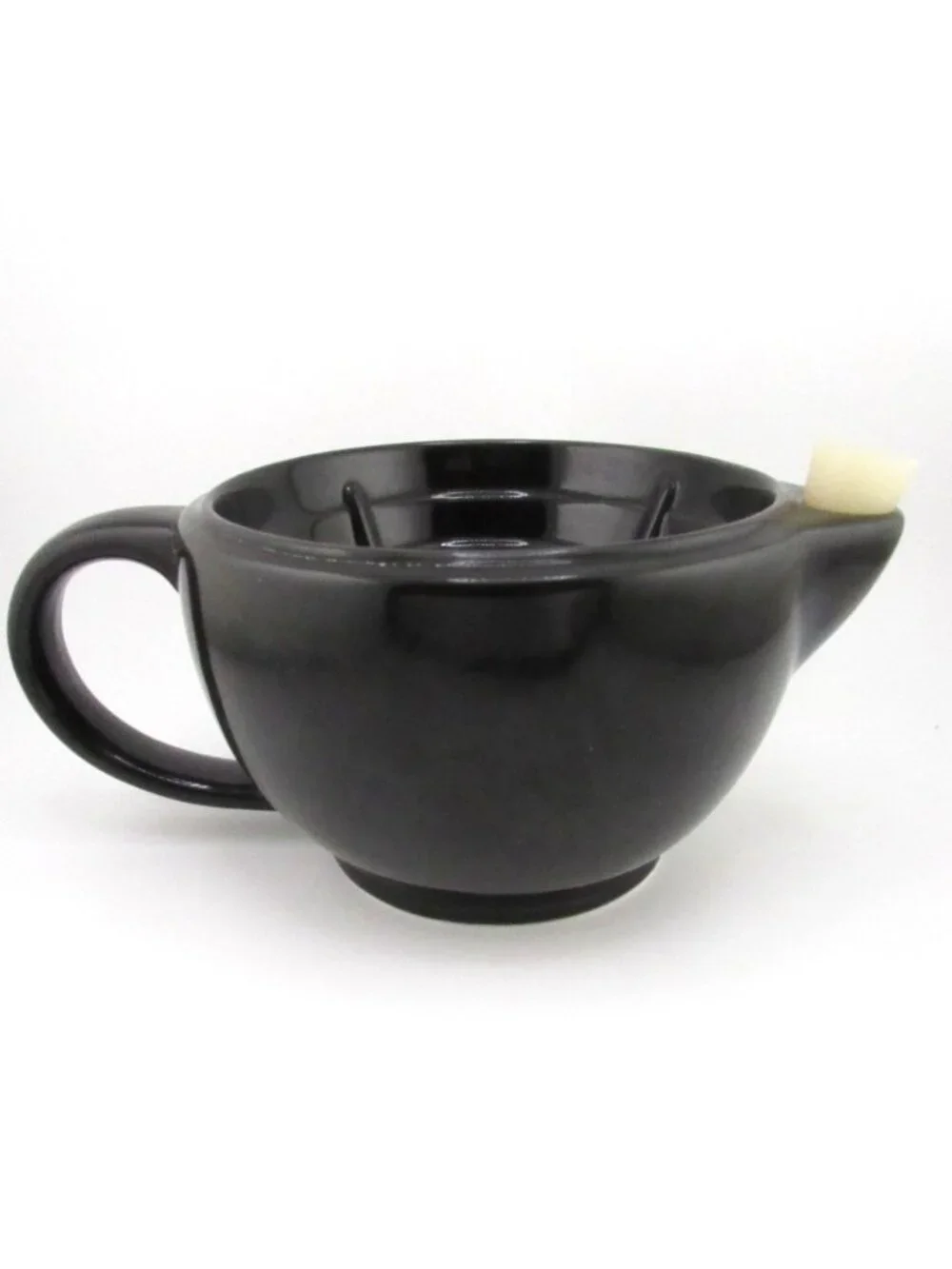 QSHAVE Cermamic Shaving Cream Warmer Scuttle Bowl, Black Men's Barber